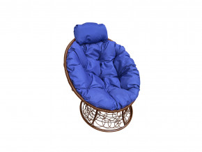 Кресло Папасан мини с ротангом синяя подушка в Берёзовском - beryozovskij.magazinmebel.ru | фото