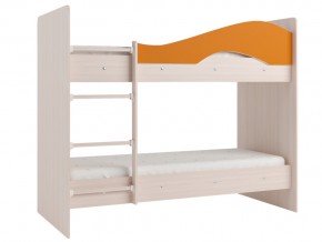 Кровать 2-х ярусная Мая на латофлексах млечный дуб, оранжевая в Берёзовском - beryozovskij.magazinmebel.ru | фото