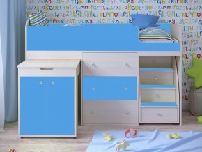 Кровать чердак Малыш 80х180 Дуб молочный, Голубой в Берёзовском - beryozovskij.magazinmebel.ru | фото