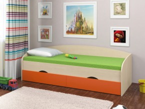 Кровать Соня 2 дуб молочный-оранжевый в Берёзовском - beryozovskij.magazinmebel.ru | фото