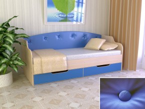 Кровать Юниор Тип 2 дуб молочный/синий 800х1600 в Берёзовском - beryozovskij.magazinmebel.ru | фото - изображение 1